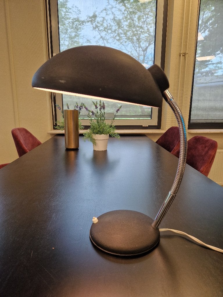 ✅ Bauhaus bureaulamp jaren 60 schwanenhals E27 vintage, Bureaulamp, Gebruikt, Overige merken, Vintage