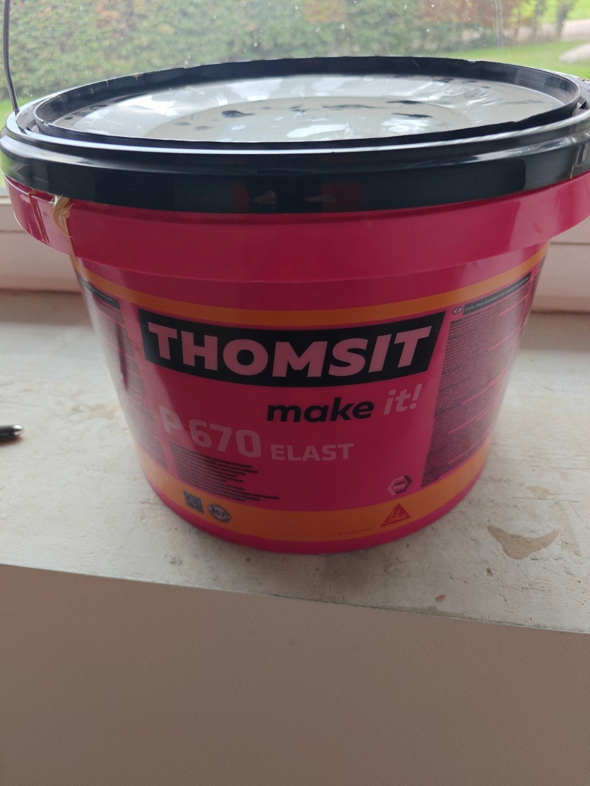 Thomsit P670 elast parketlijm geopend, Ophalen, Overige materialen, 30 cm of meer, Gebruikt