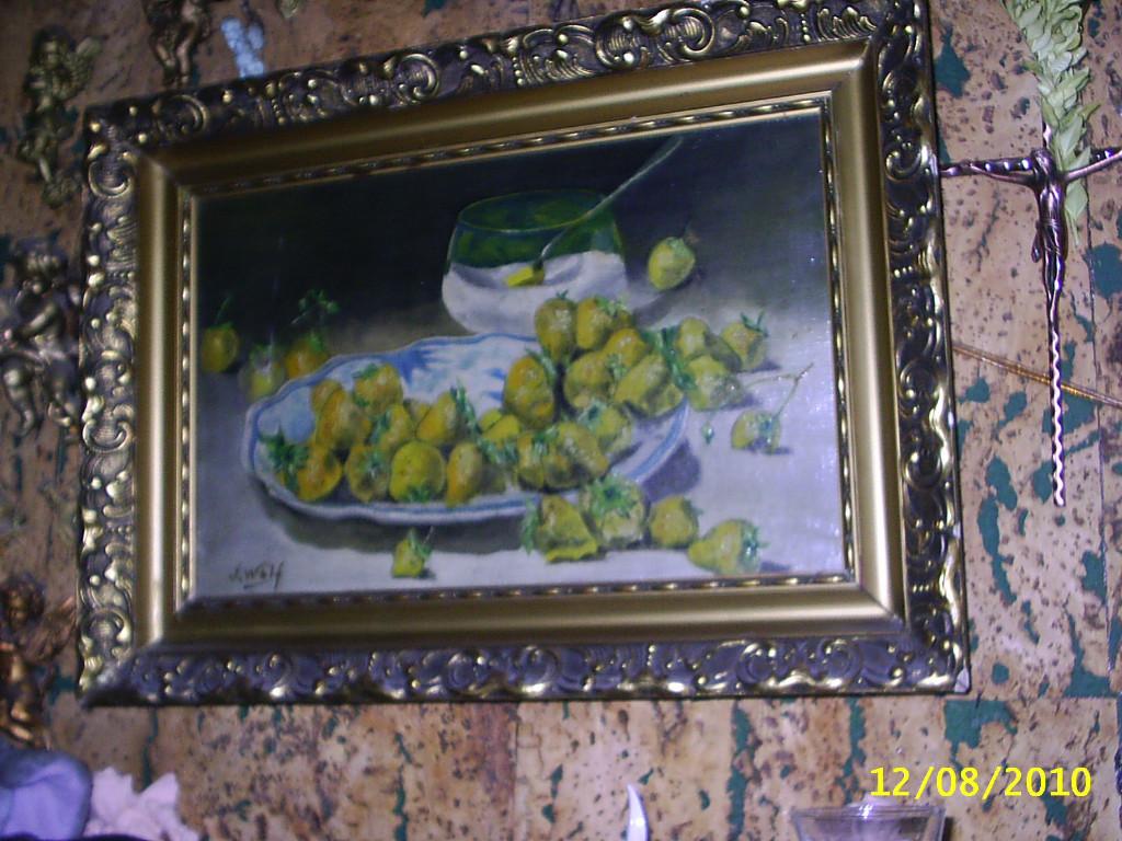 Een Oud  schilderij met houten lijst   tegen de muur., Ophalen of Verzenden