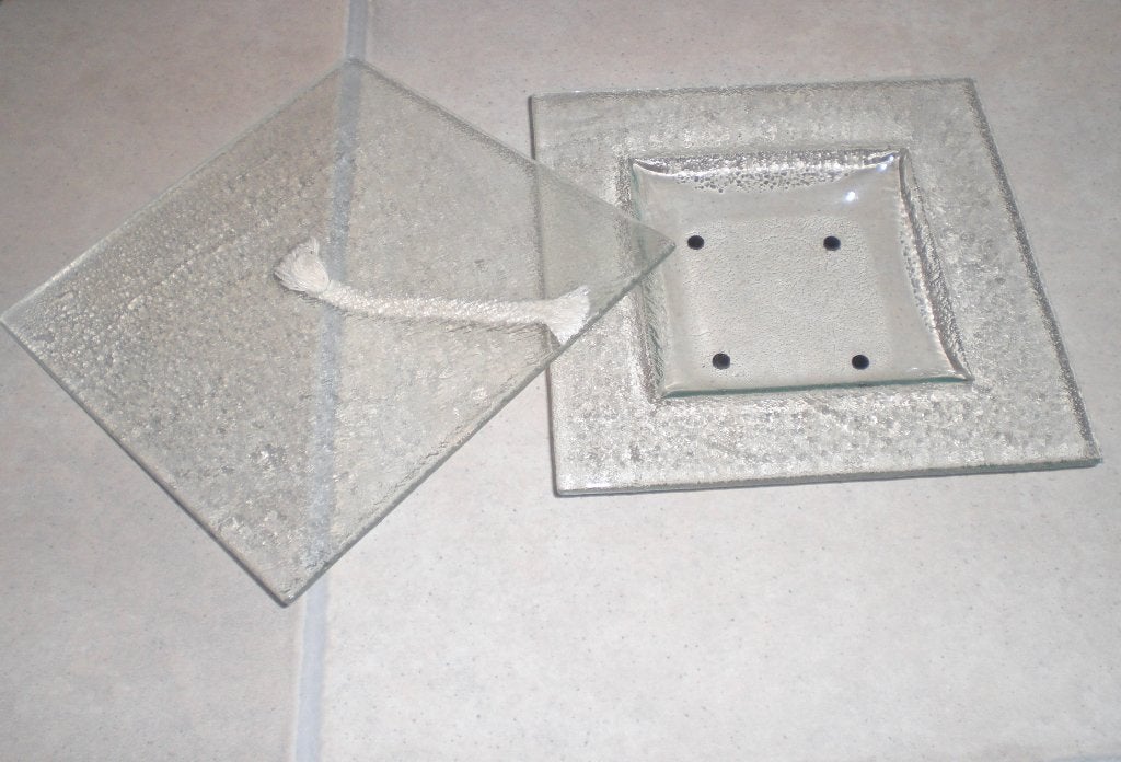 vierkant waxinelicht sfeerlicht olielampje glas, hangmandje, Overige materialen, Ophalen of Verzenden, Zo goed als nieuw, Grijs
