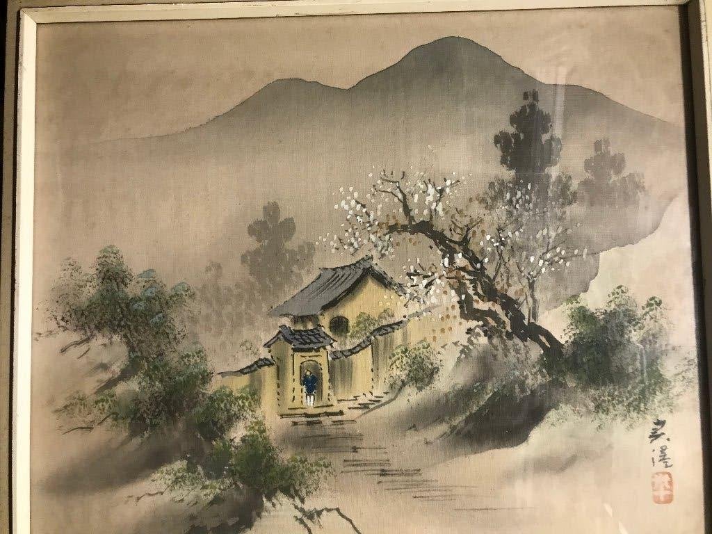 chinees aquarel landschap, Ophalen of Verzenden, Landschap, Origineel werk, Papier
