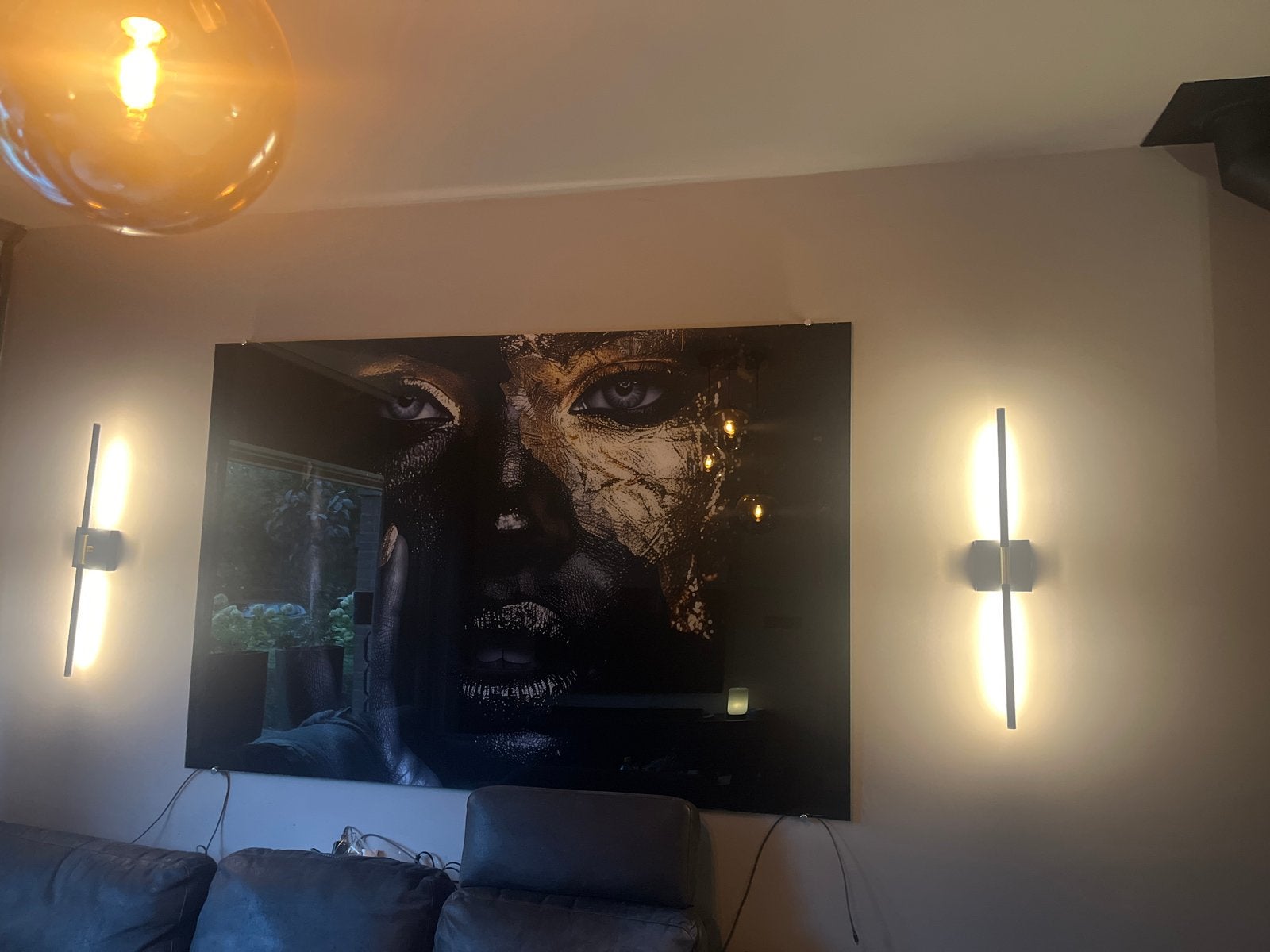 Moderne Oplaadbare LED Wandlampen - Set van 2, Huis en Inrichting, Zwart, Ophalen of Verzenden, Zo goed als nieuw, Metaal