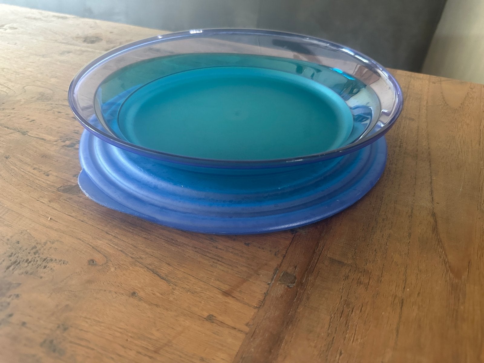 Tupperware schaal met deksel - Blauw, Huis en Inrichting, Gebruikt, Schaal, Blauw, Ophalen of Verzenden