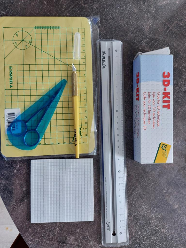 3D knutselset, schaar, lijm, lineaal, snijmesje, werkmatje, Ophalen of Verzenden, Nieuw
