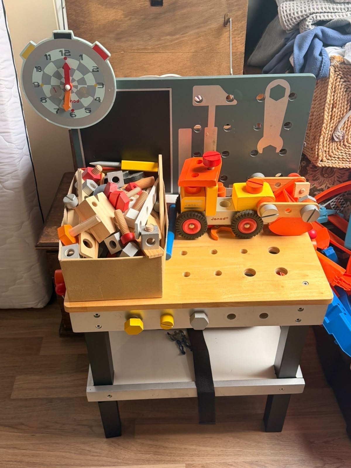 Houten speelgoed werkbank met accessoires, Ophalen, Gebruikt, Overige typen