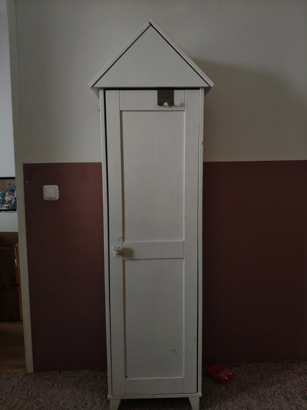 Leuke witte kledingkast met uilknop, Huis en Inrichting, Gebruikt, Ophalen of Verzenden, Kinderkamer, Speels, Cottage, 150 tot 200 cm