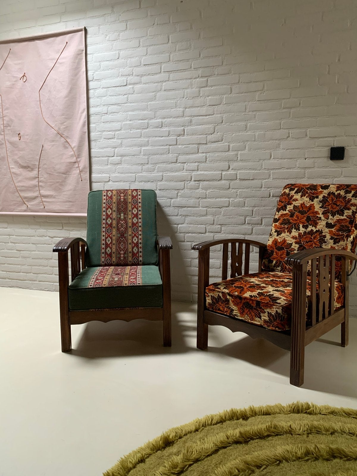 Vintage fauteuils met unieke bekleding (set van 2), Ophalen