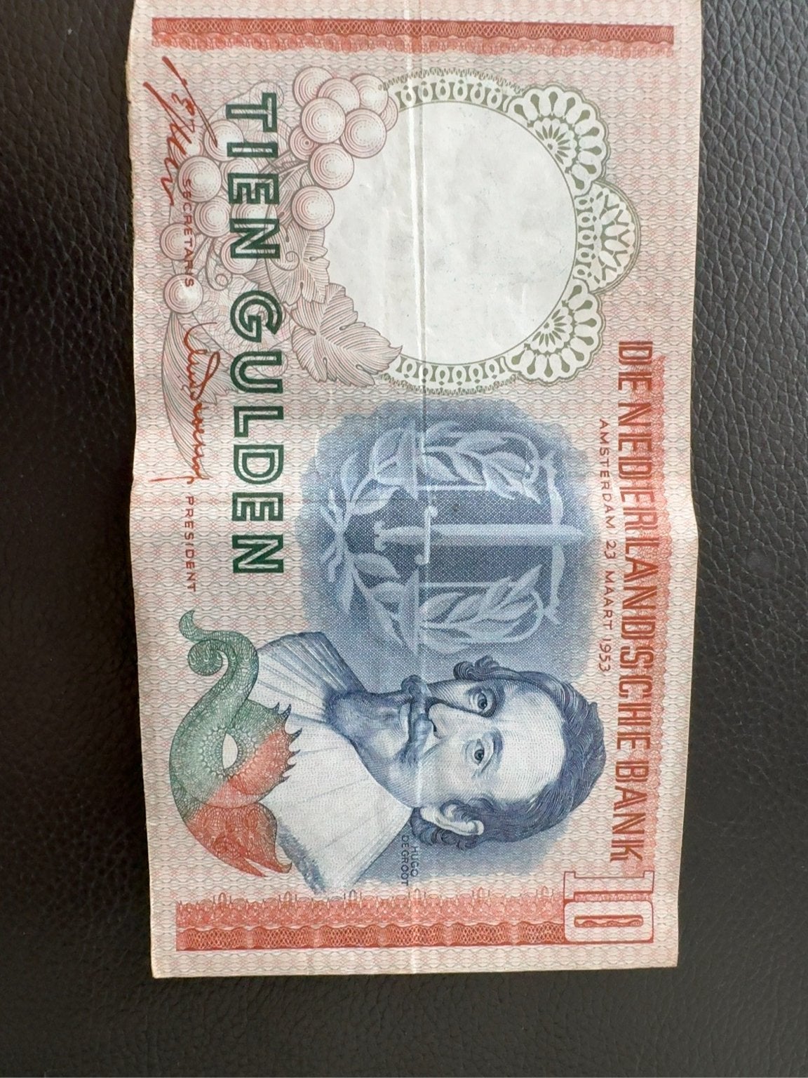 Tien Gulden biljet 1953 - Hugo de Groot, Postzegels en Munten, Munten | Nederland, Ophalen of Verzenden, Koningin Juliana, 10 gulden