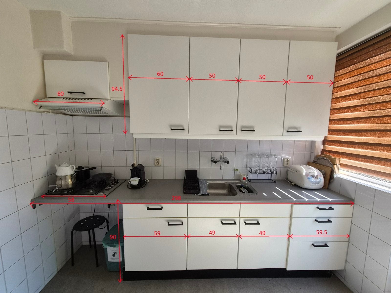 Complete witte keuken met gasfornuis en afzuigkap, Ophalen, Gebruikt, Wit, Enkelwandige keuken