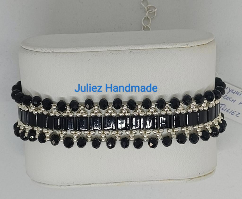 Mooie armband met Miyuki kralen Juliez Handmade, Ophalen of Verzenden, Nieuw, Zwart, Overige materialen