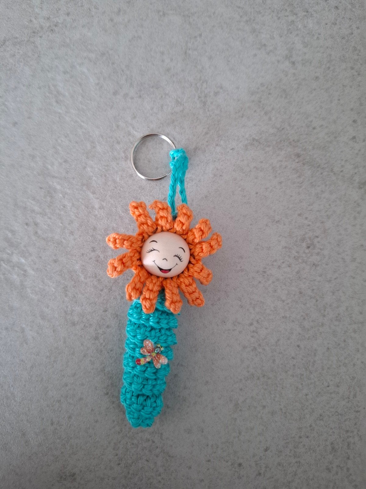 Gelukspoppetje Sleutelhanger Bloempje met Vlindertje, Ophalen of Verzenden