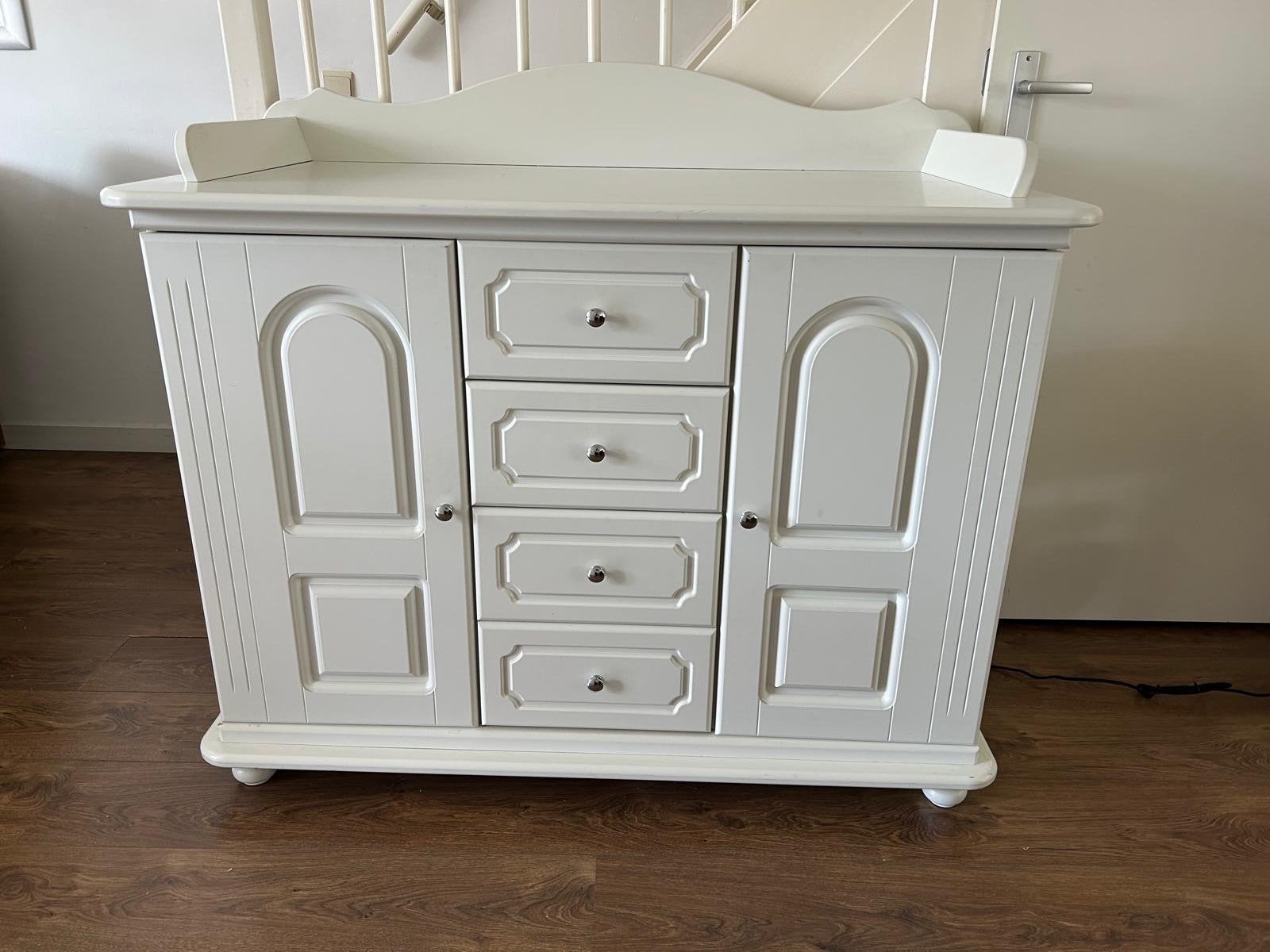 Witte Commode met Opbouw en Lades, Ophalen, Gebruikt, 50 tot 70 cm, 100 cm of meer