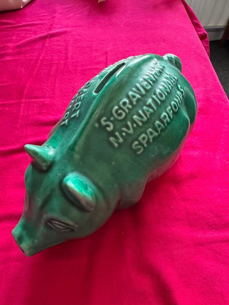 vintage spaarvarken, Ophalen of Verzenden, Zo goed als nieuw, Metaal of Blik, Overige thema's