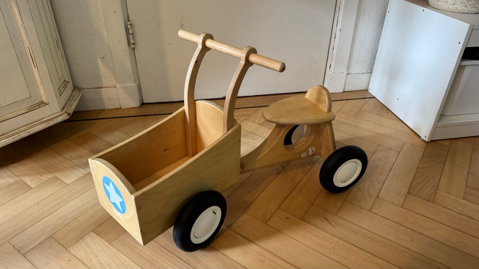 Houten loopfiets / bakfiets, Ophalen, Gebruikt, Loopfiets
