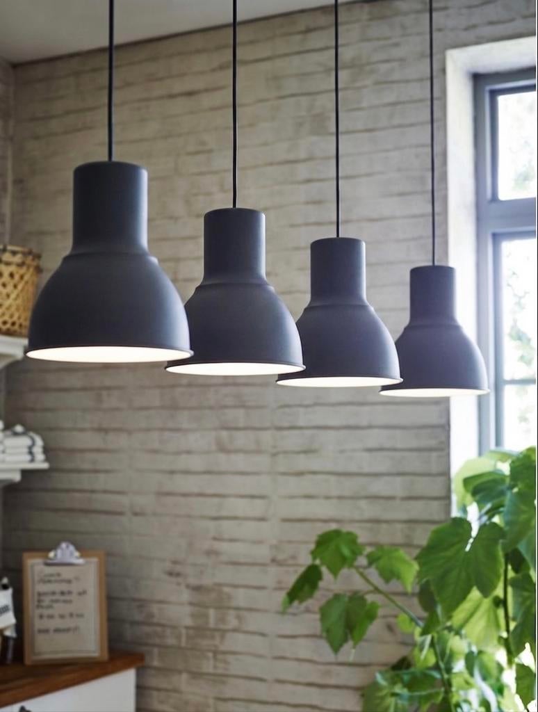 4x IKEA Hektar hanglampen (zonder afdekkappen), Ophalen, Zo goed als nieuw, Metaal