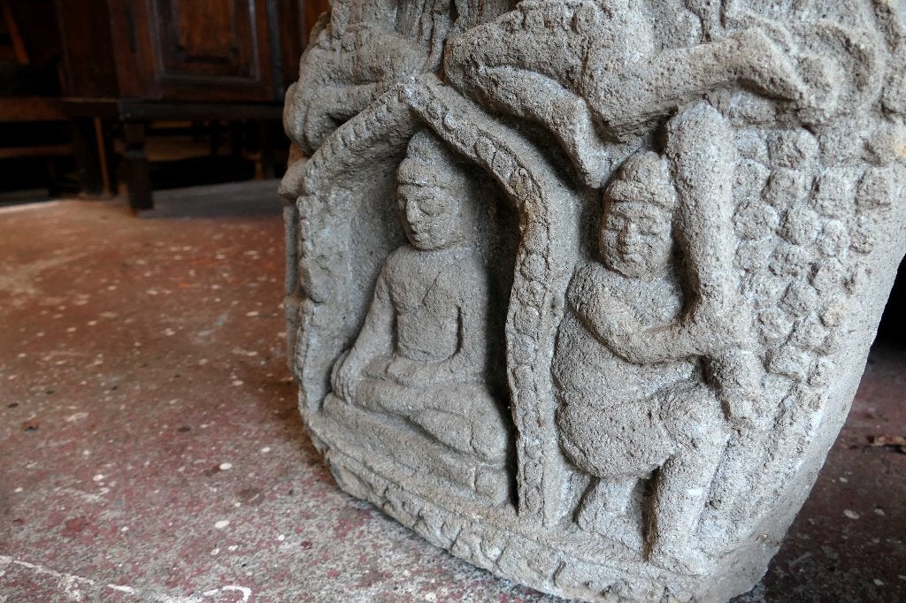 Grote stenen Buddha SB3 oud Lavasteen Boeddha beeld kunst, Handgemaakt, Zandstraat 1c, Ophalen of Verzenden, Info@devriesantiek.nl