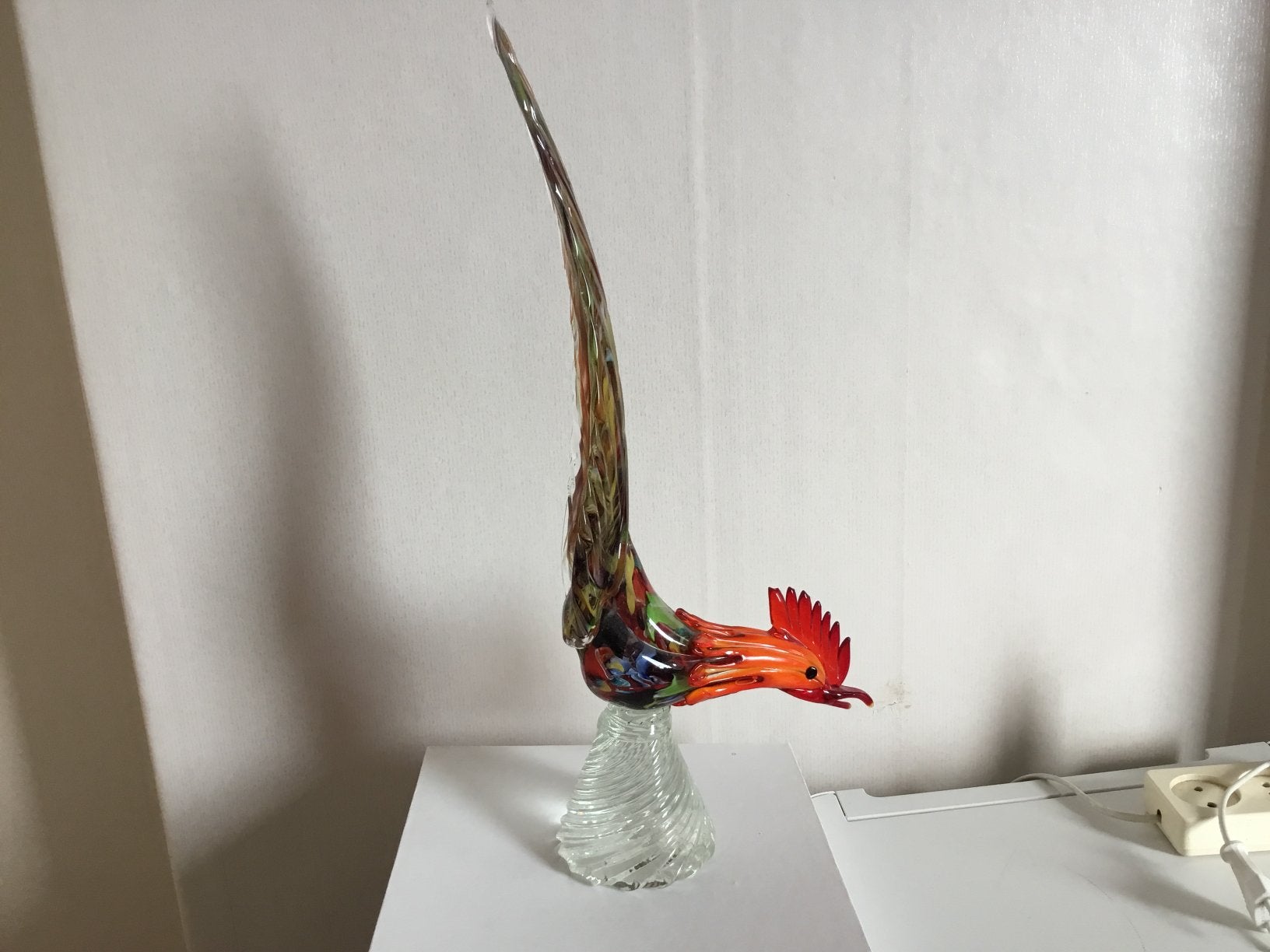 Grote haan van Murano glas. 22 breedt x 49 hoog., Ophalen of Verzenden, Beeld, Glas, Handgemaakt