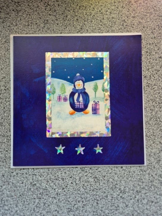 1 kerst wenskaarten Penguin, Ophalen of Verzenden, Nieuw
