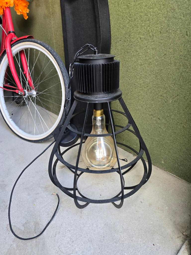 Industriële Stalen Plafondlamp met Open Kooi Design, Ophalen, Gebruikt, Industrieel, Modern, Loft, Metaal