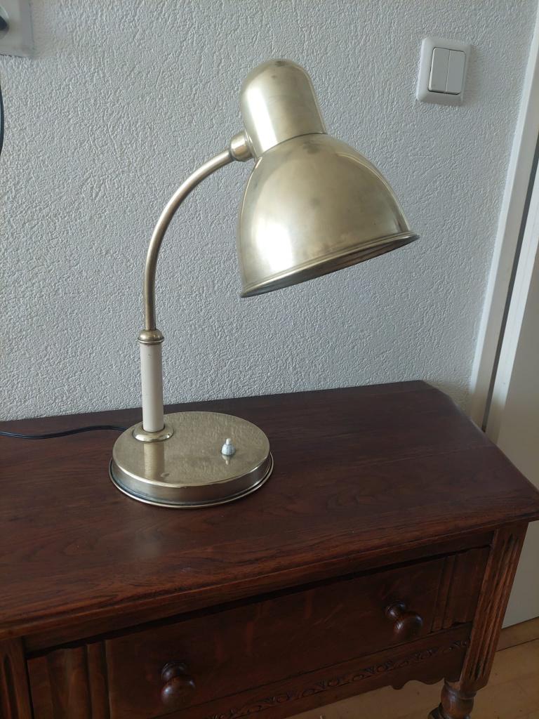 Vintage, messing, bureaulamp., Huis en Inrichting, Lampen | Tafellampen, Ophalen, Gebruikt, Vintage, Metaal
