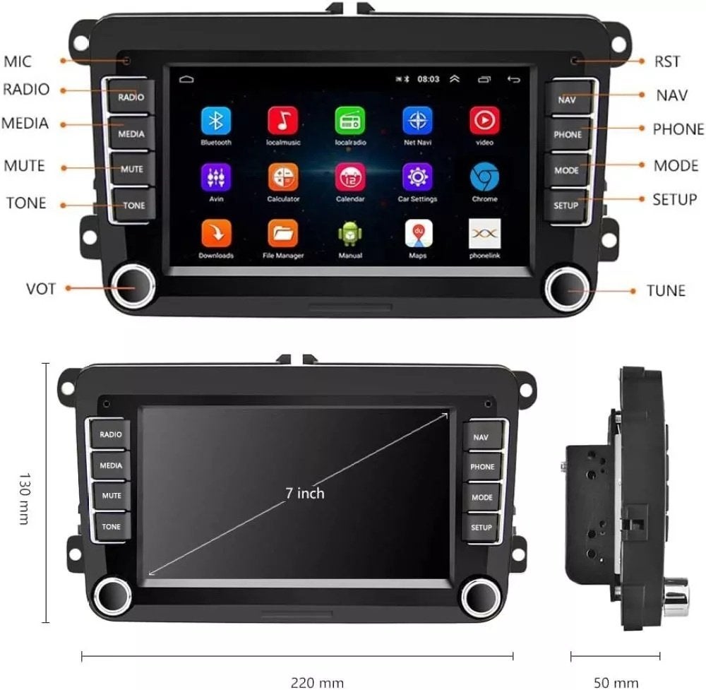 7 inch android, carplay, navigatie VW vanaf 2009 Polo, Golf, Ophalen of Verzenden, Bolku Tuning, Info@bolku.nl, 6851TB