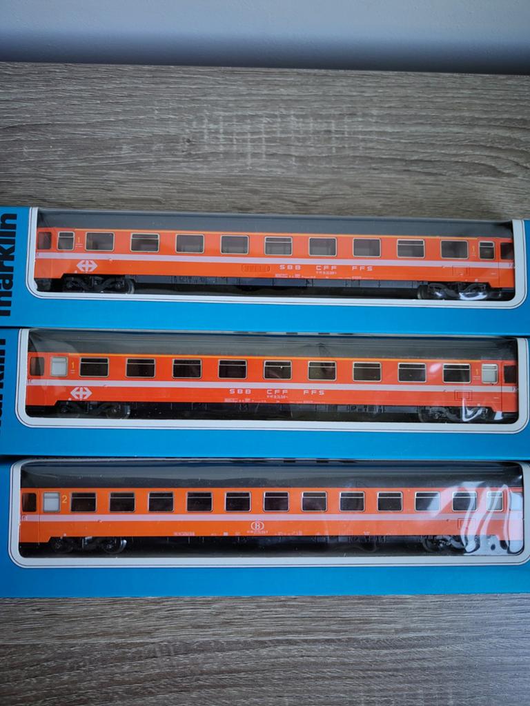 Märklin 4162 4166 Eurofima rijtuigen SBB NMBS, Wisselstroom, Wagon, Ophalen of Verzenden, Zo goed als nieuw