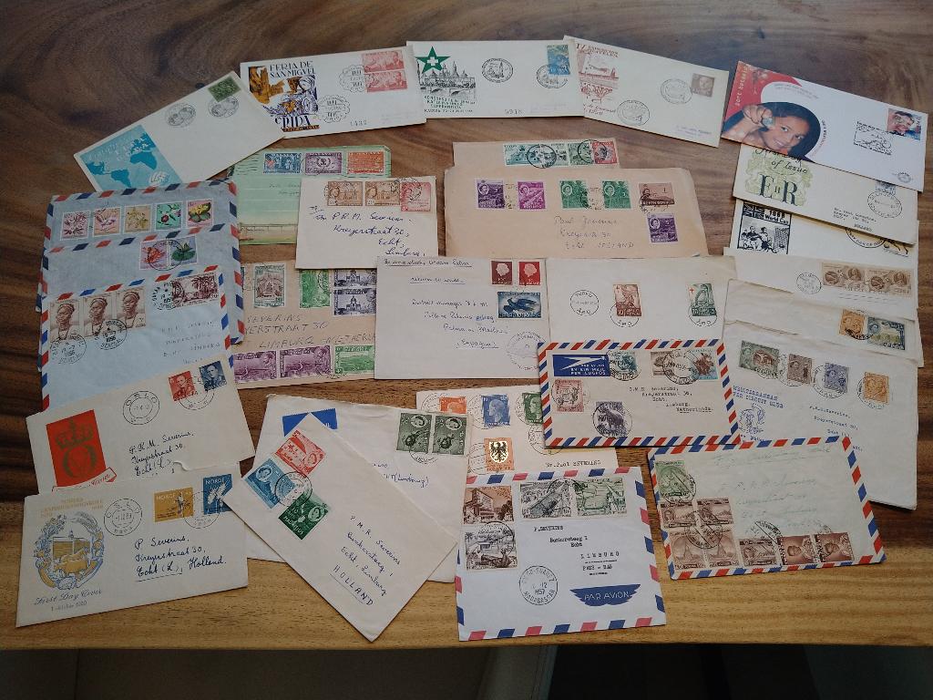 Verzameling Enveloppen - Wereld - FDC - oude postzegels, Postzegels en Munten, Ophalen of Verzenden, Envelop