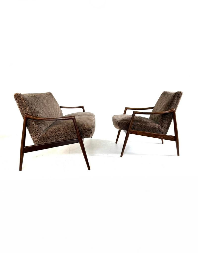 Vintage 3-zits & fauteuil, Harmut Lohmeyer, Wilkhahn ‘60, Hout, Driepersoons, 75 tot 100 cm, Ophalen of Verzenden