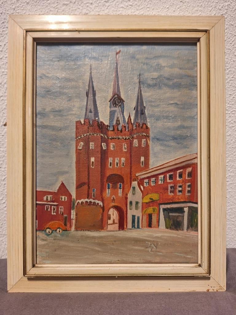 Schilderij 1966 Sassenpoort Zwolle, Antiek en Kunst, Ophalen of Verzenden