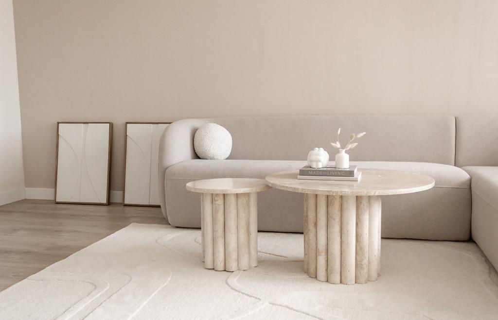 Tweedelige salontafel Duomo met gepolijste afwerking, Huis en Inrichting, Tafels | Salontafels, Ophalen, 50 tot 100 cm, Rond, Nieuw