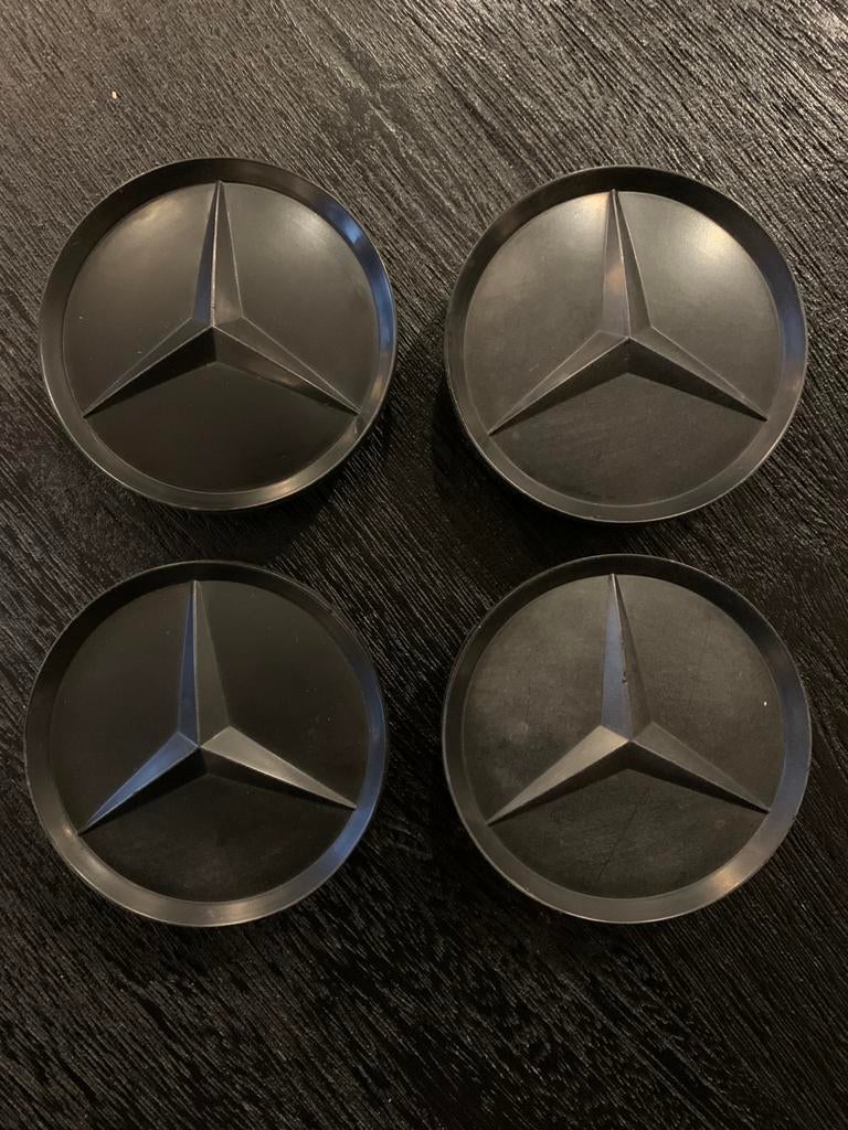 Set 4x Mercedes Naafdoppen 75mm mat zwart 19 inch AMG Velgen, Ophalen of Verzenden, Gebruikt