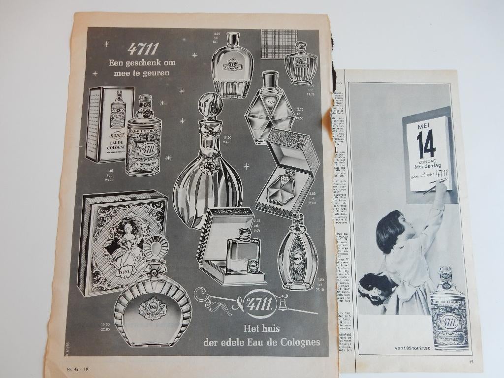 4711 + Tosca reclames uit Nederlandse tijdschriften., Ophalen of Verzenden, 1960 tot 1980, Nederland, Knipsel(s)
