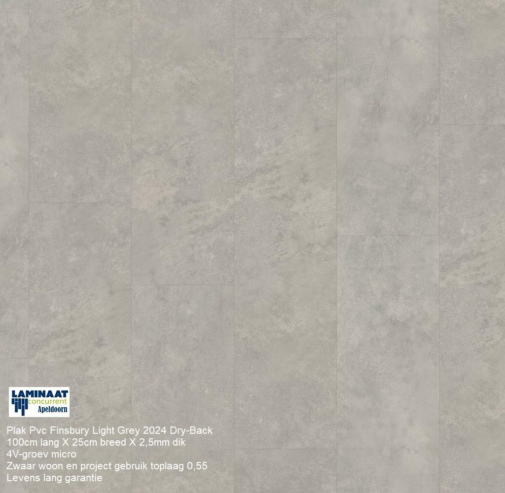Plak Pvc Finsbury Light Grey Dry-Back Project kwaliteit vloe, Grijs, Pvc plak light grijs, 75 m² of meer, Nieuw