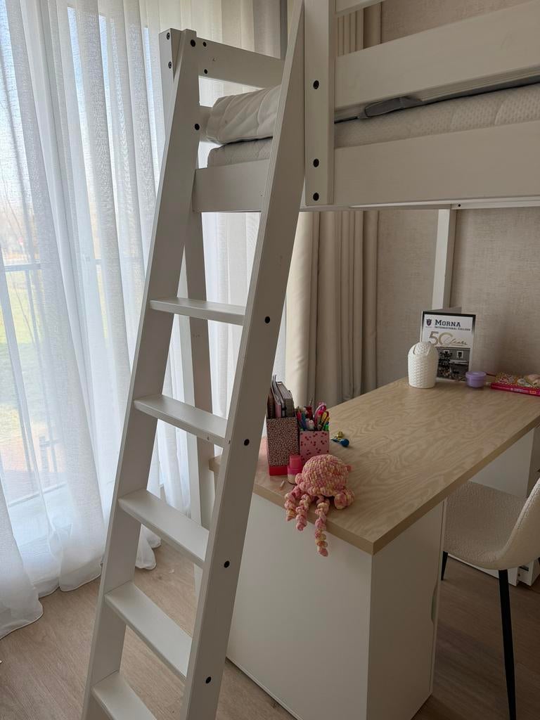 Hoogslaper wit bieden vanaf 90, Huis en Inrichting, Slaapkamer | Stapelbedden en Hoogslapers, Gebruikt, Hoogslaper, Tweepersoons