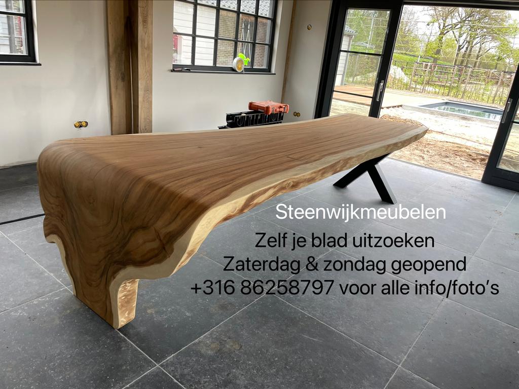 Boomstamtafel Suar tafel bartafel epoxy ovaal rond eettafel