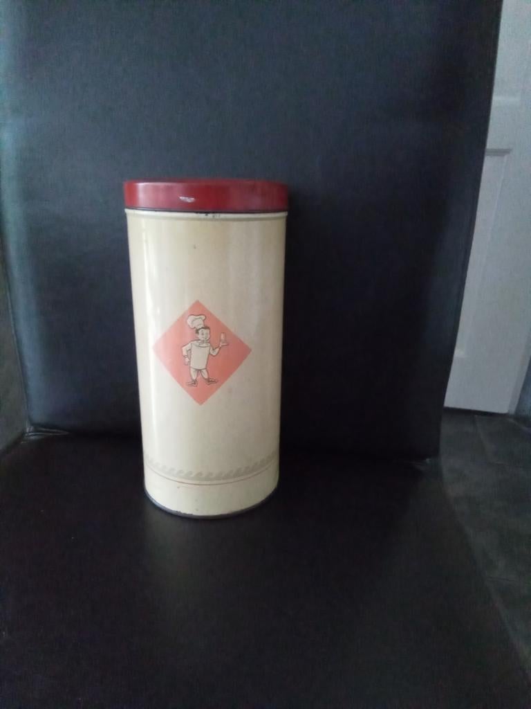 Oud bolletje beschuit blik, Bewaarbus, trommel., Ophalen of Verzenden, Gebruikt, Beschuit, Bolletje