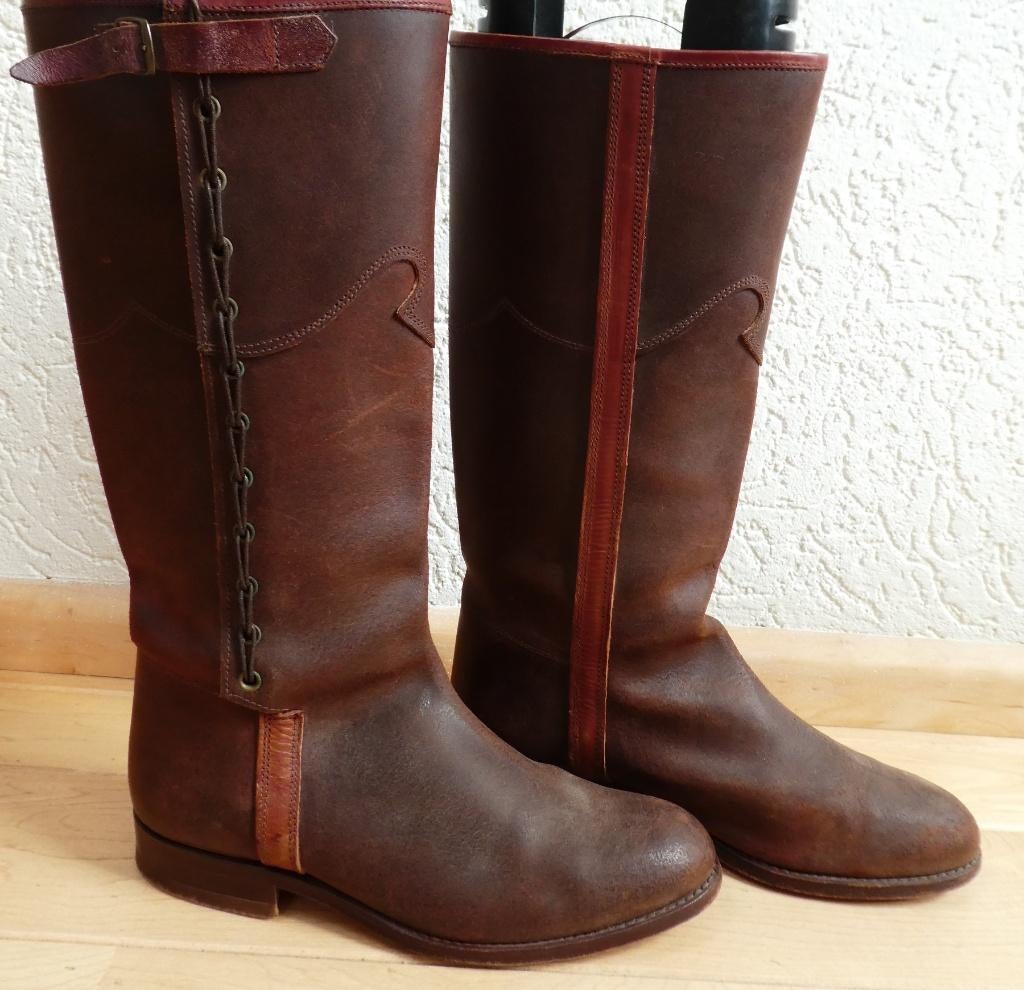 Ramirez laarzen maat 40 stug leer bruin cognac VINTAGE, Kleding | Dames, Schoenen, Hoge laarzen, Bruin, Verzenden, Zo goed als nieuw