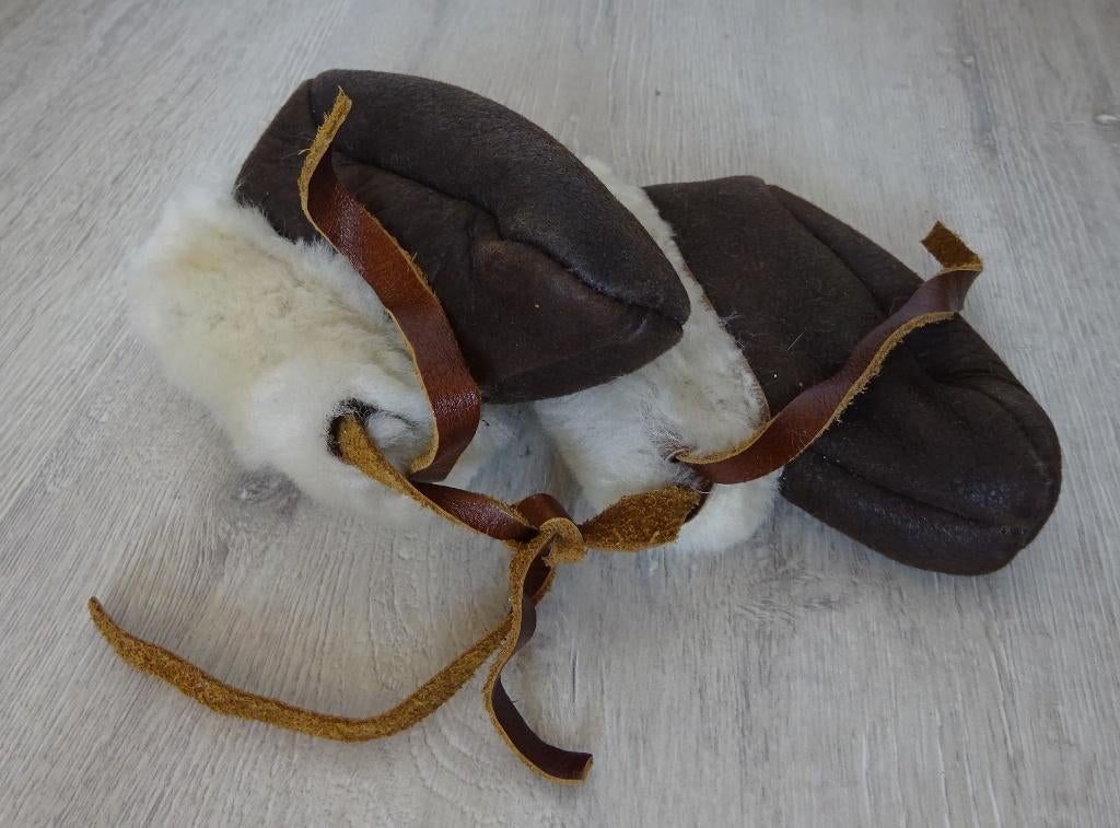 Leren baby slofjes / pantoffeltjes met bont, Ophalen, Nieuw, Jongetje of Meisje, Slofjes