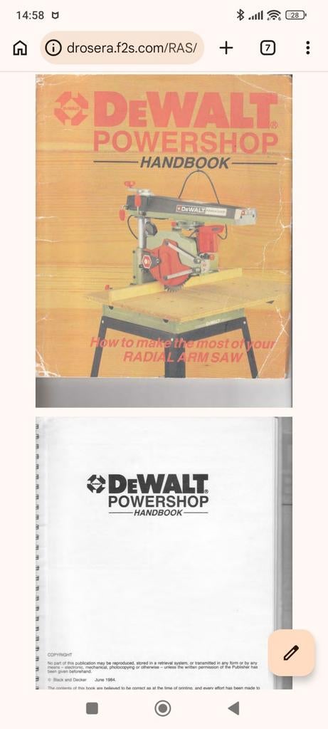 Gezocht originele gebruiksaanwijzing Dewalt Powershop DW125, Ophalen