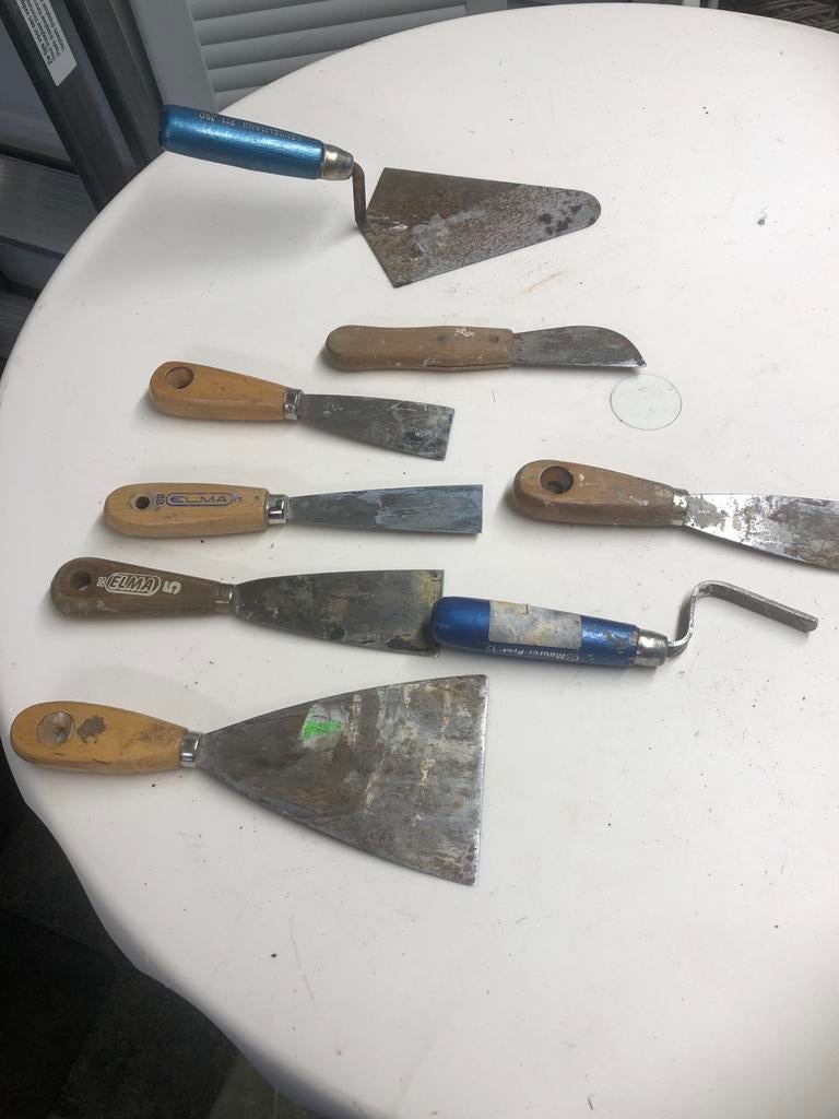 Set van diverse plamuurmessen, Ophalen, Gebruikt
