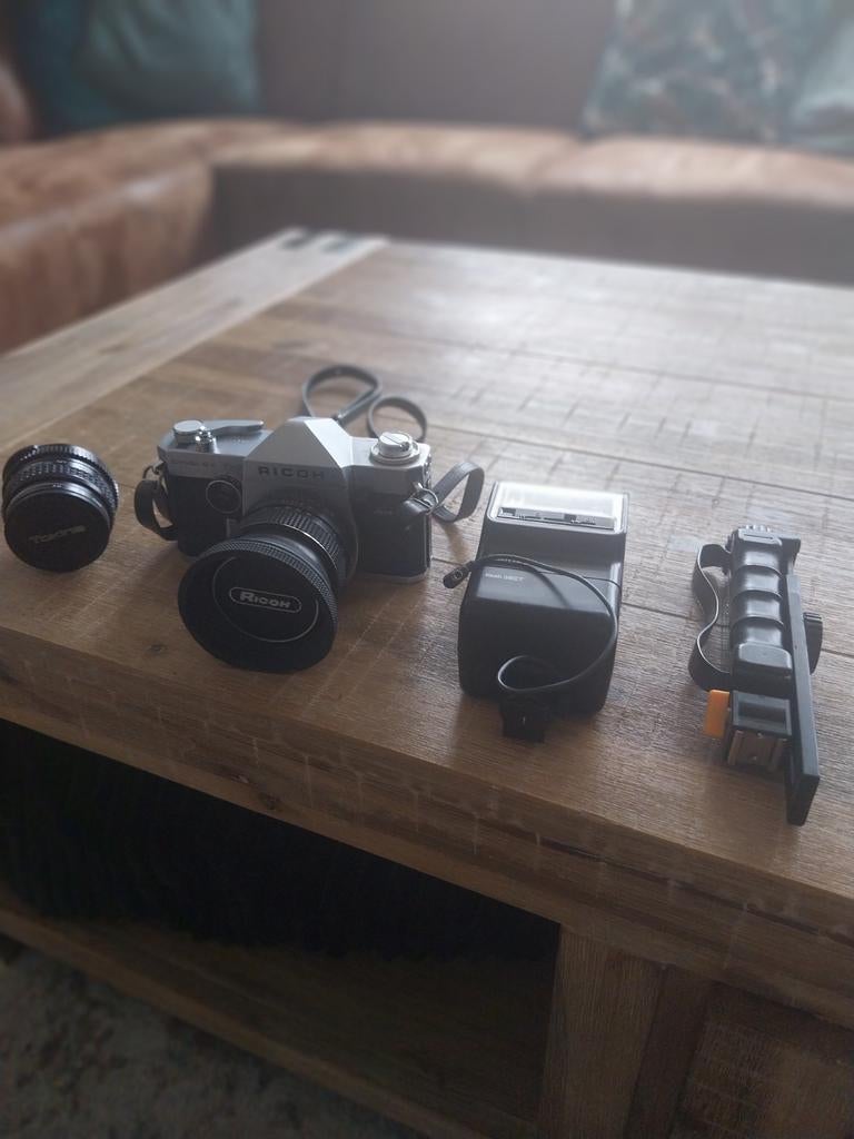 Ricoh singleX TLS met Tokina lens met Philips flitser, Ophalen of Verzenden, Gebruikt, Spiegelreflex, Overige Merken