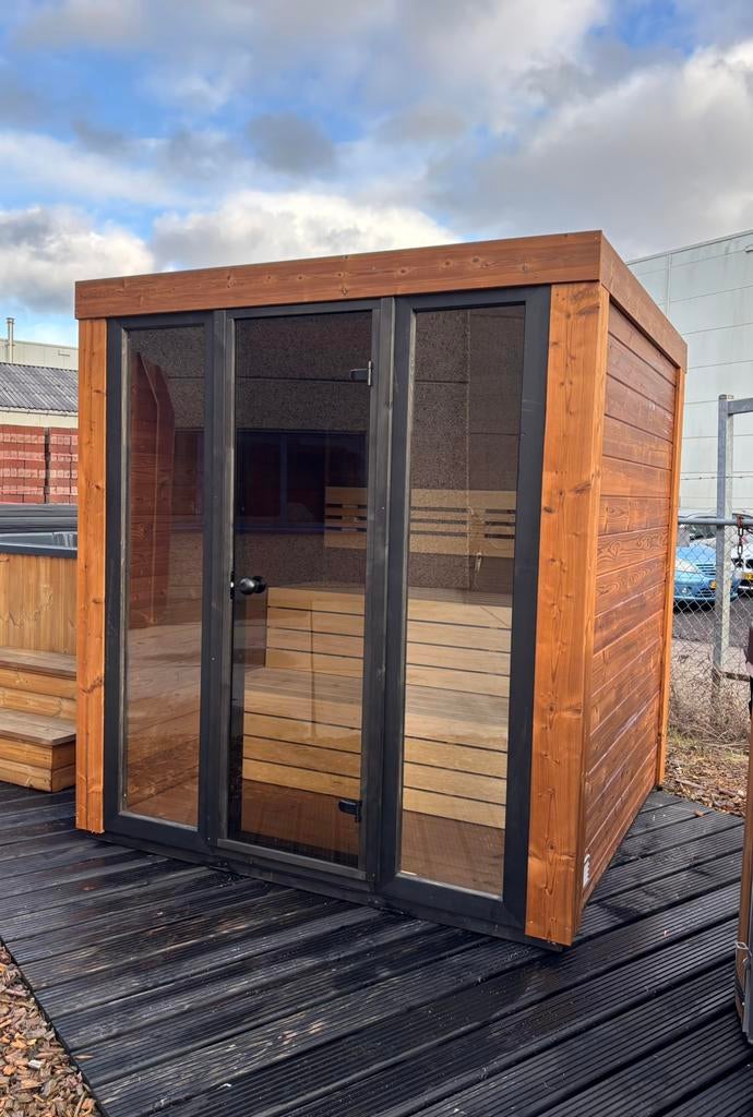 Thermowood panorama sauna buitensauna tuinsauna buiten sauna, Sport en Fitness, Sauna, Ophalen of Verzenden, Nieuw