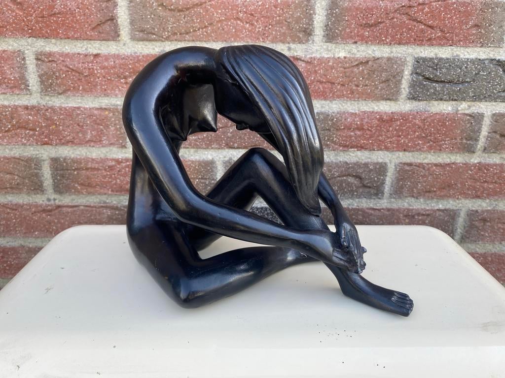 Zwart Beeld van Vrouw (aluminium), Antiek en Kunst, Ophalen of Verzenden