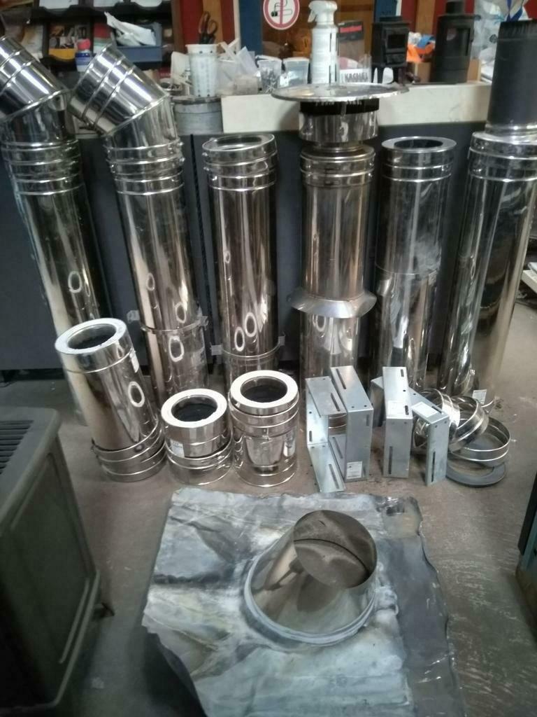 Tekoop 7,40 m dubbelwandig ISODUCT schoorsteenkanaal 15 cm, Ophalen of Verzenden, Zo goed als nieuw