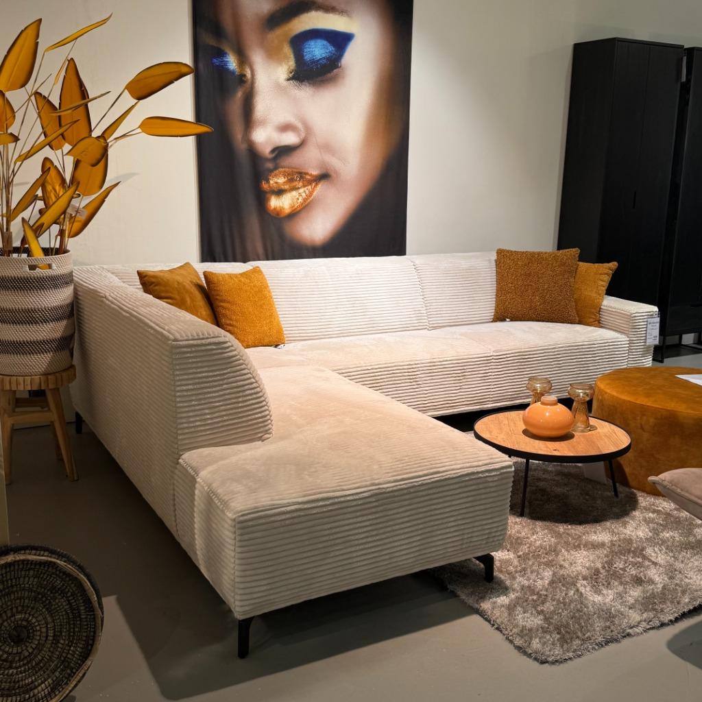 Hoekbank rib stof zacht lounge showroom model (zenlifestyle), Ophalen, Gebruikt, Stof, Japandi