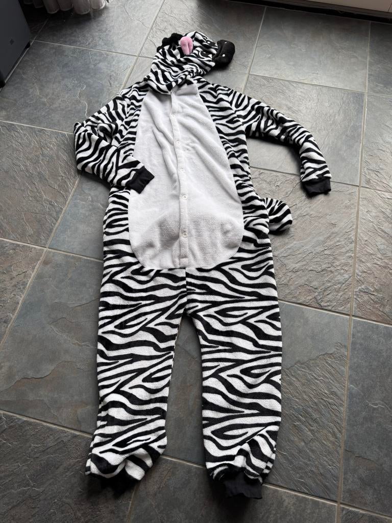 Carnavals pak “Zebra”, Ophalen of Verzenden, Zo goed als nieuw, Zwart