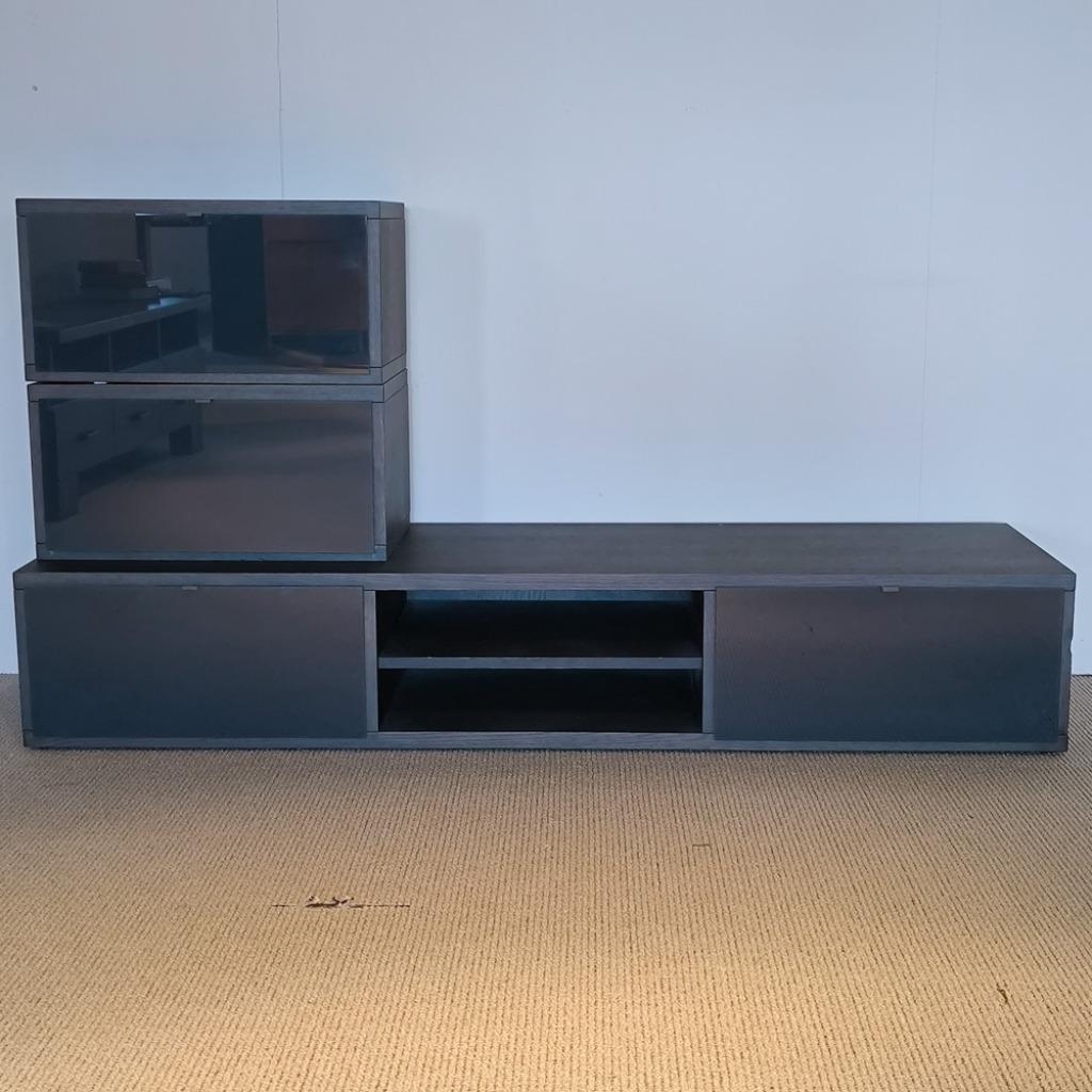 TV-meubel Colour + 2 Hangkasten Zwart, Ophalen, Glas, 150 tot 200 cm, Nieuw