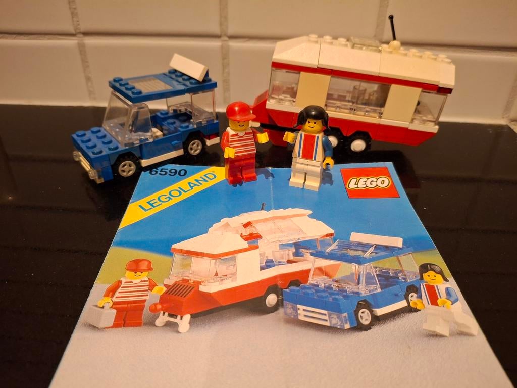 Lego vintage auto met caravan 6590 compleet met boekje, Ophalen of Verzenden, Gebruikt, Complete set, Lego