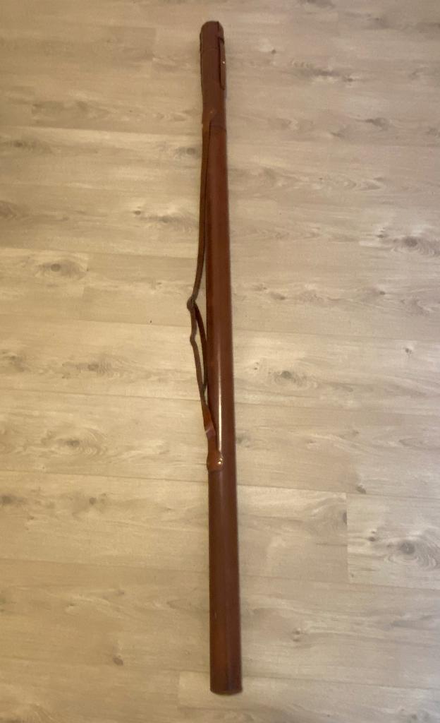 GII handgemaakte hengelkoker, met leer bekleed. Nieuwstaat., Watersport en Boten, Ophalen, Zo goed als nieuw, Overige typen