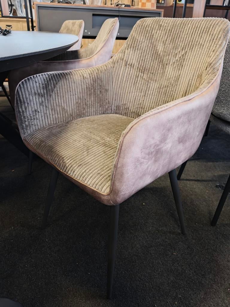 Ribfluwelen Stoel Beige/Bruin (outlet), Ophalen, Bruin, Nieuw, Vijf, Zes of meer stoelen